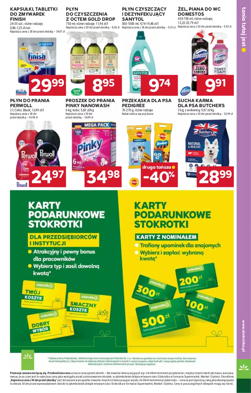 Gazetka promocyjna Stokrotka - Supermarket - ważna 29.10 do 04.11.2026 - strona 50 - produkty: Domestos, Finish, Lack, Mięso, Optima, Owoce, Pedigree, Perwoll, Płyn do prania, Proszek do prania, Sanytol, Sucha karma, Tablet, Warzywa