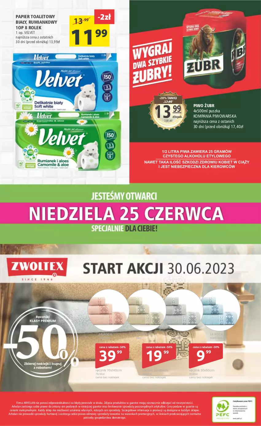 Gazetka promocyjna Arhelan - Gazetka - ważna 16.06 do 25.06.2023 - strona 20 - produkty: Papier, Papier toaletowy, Piwo, Rum, Velvet