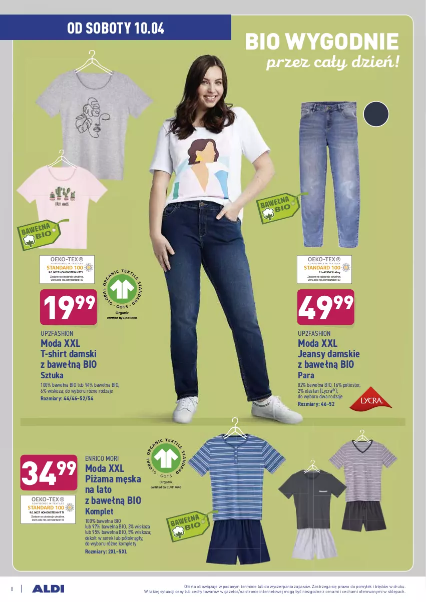 Gazetka promocyjna Aldi - Od Środy - ważna 07.04 do 10.04.2021 - strona 8 - produkty: Fa, Moda, Piżama, Ser, Serek, T-shirt, Wełna