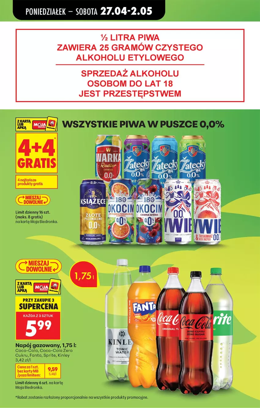 Gazetka promocyjna Biedronka - Od Poniedziałku - ważna 27.04 do 02.05.2026 - strona 20 - produkty: Bazyl, Coca-Cola, Fa, Fanta, Gra, Koc, Napój, Napój gazowany, Piwa, Por, Sprite
