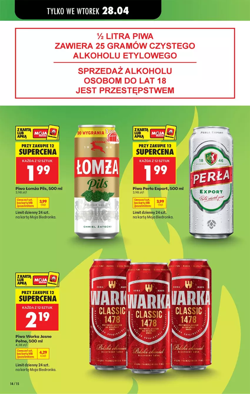 Gazetka promocyjna Biedronka - Od Poniedziałku - ważna 27.04 do 02.05.2026 - strona 21 - produkty: Fa, Gra, Perła, Piwa, Piwo, Por, Warka