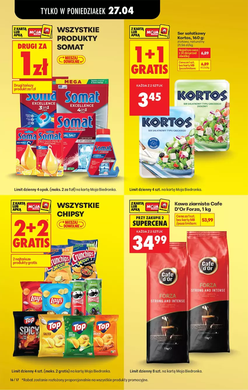 Gazetka promocyjna Biedronka - Od Poniedziałku - ważna 27.04 do 02.05.2026 - strona 23 - produkty: Chipsy, Fa, Gra, Kawa, Kawa ziarnista, Por, Sałat, Ser, Somat