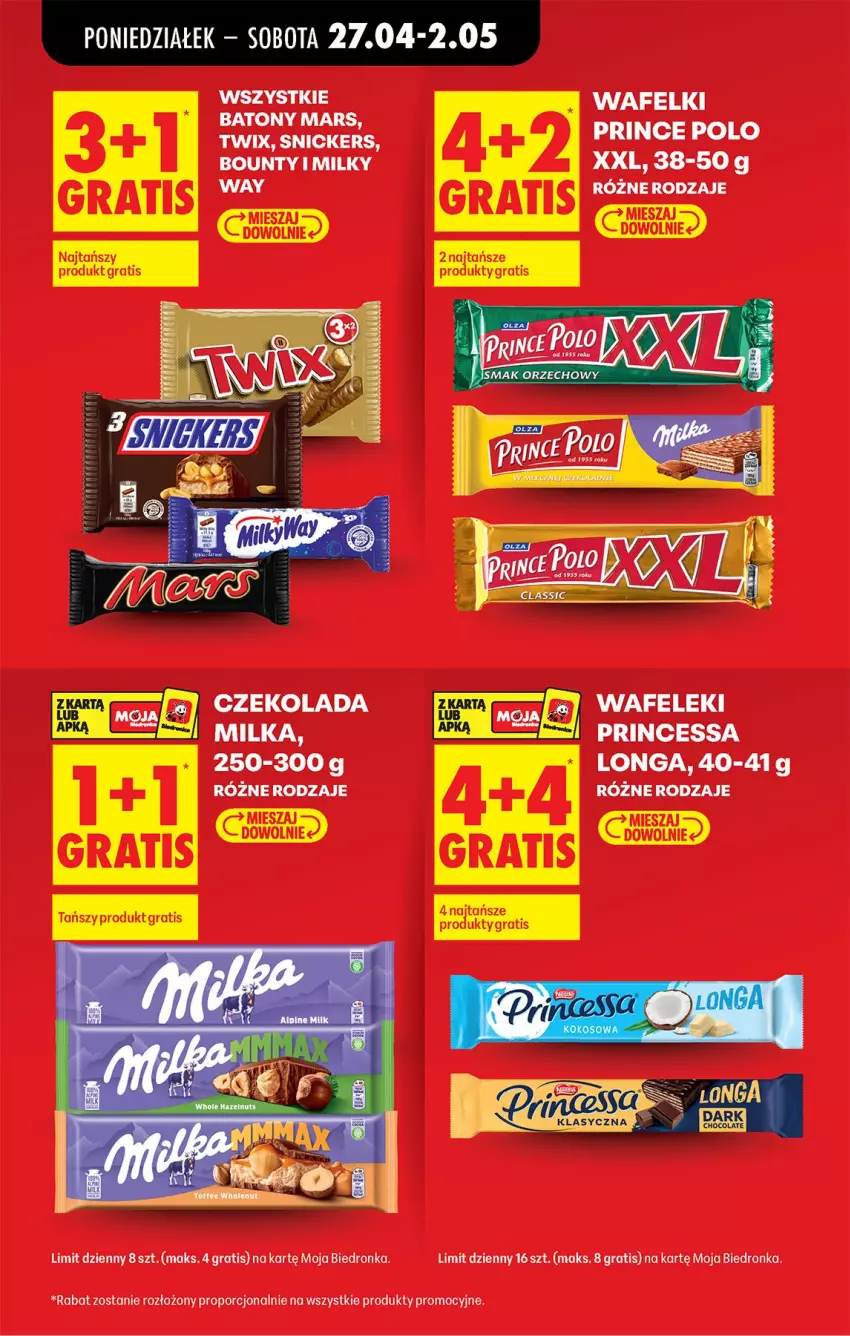 Gazetka promocyjna Biedronka - Od Poniedziałku - ważna 27.04 do 02.05.2026 - strona 34 - produkty: Bounty, Czekolada, Gra, LG, Por, Prince Polo, Princessa, Snickers, Twix, Wafelek