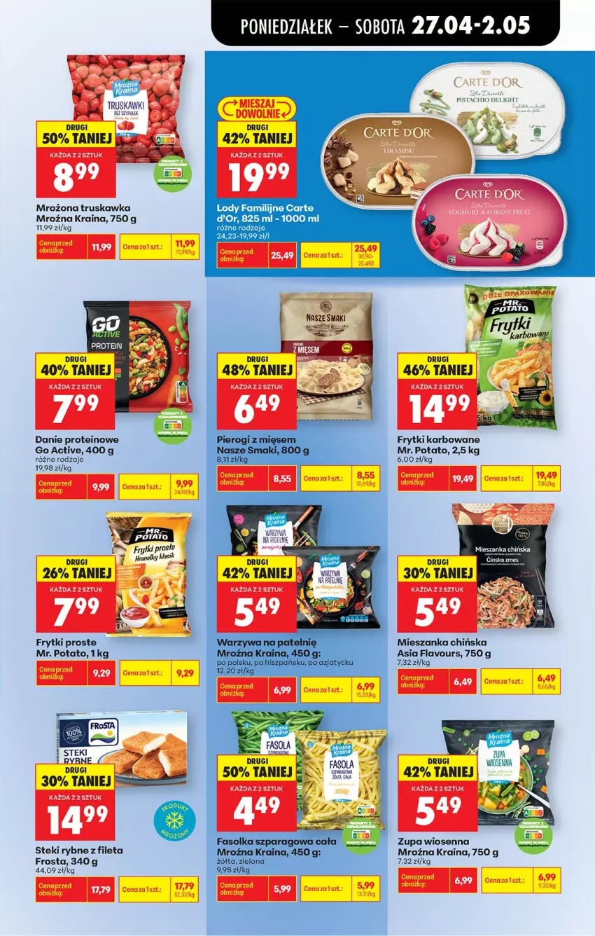 Gazetka promocyjna Biedronka - Od Poniedziałku - ważna 27.04 do 02.05.2026 - strona 50 - produkty: Fa, Frosta, Frytki, Gin, Pierogi, Stek, Warzywa, Zupa