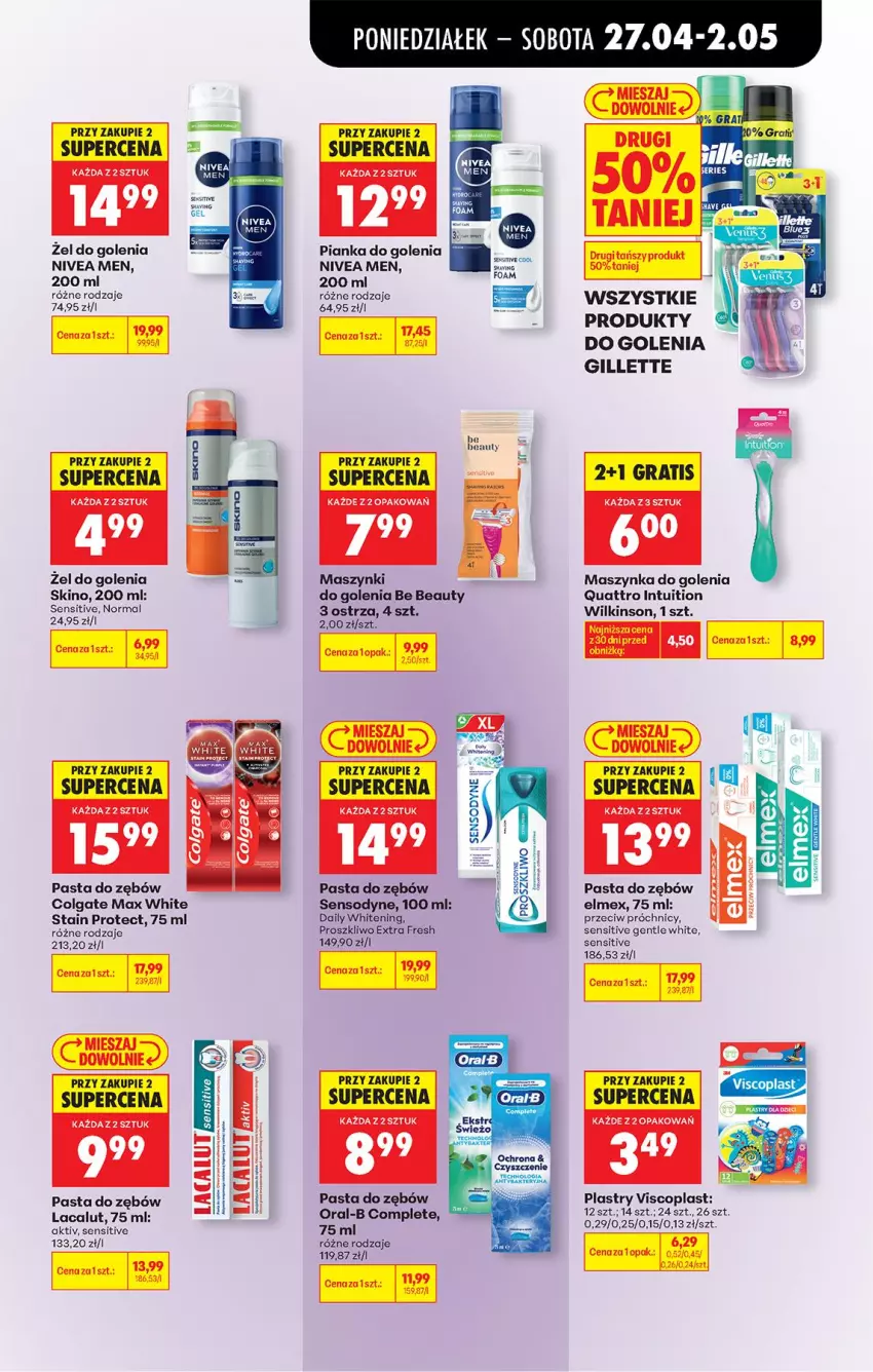 Gazetka promocyjna Biedronka - Od Poniedziałku - ważna 27.04 do 02.05.2026 - strona 66 - produkty: Be Be, Colgate, Elmex, Gillette, Gra, Lacalut, LG, Maszynka, Maszynka do golenia, Nivea, Nivea Men, Pasta do zębów, Pianka do golenia, Sensodyne, Ser, Szynka, Viscoplast