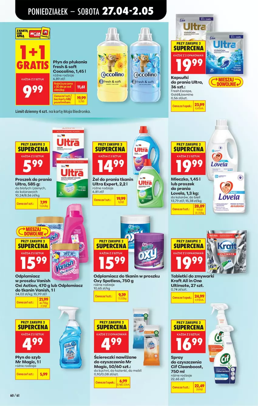 Gazetka promocyjna Biedronka - Od Poniedziałku - ważna 27.04 do 02.05.2026 - strona 69 - produkty: Cif, Fa, Gra, Kapsułki do prania, Mleczko, Odplamiacz, Płyn do szyb, Proszek do prania, Tablet, Tabletki do zmywarki, Vanish, Zmywarki