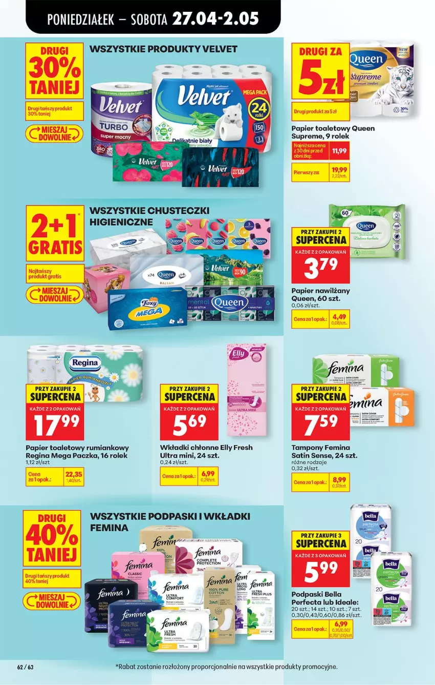 Gazetka promocyjna Biedronka - Od Poniedziałku - ważna 27.04 do 02.05.2026 - strona 71 - produkty: Bell, Bella, Chusteczki, Fa, Gin, Gra, Papier, Papier toaletowy, Perfecta, Podpaski, Por, Pur, Rum, Sati, Tampony, Velvet, Wkładki