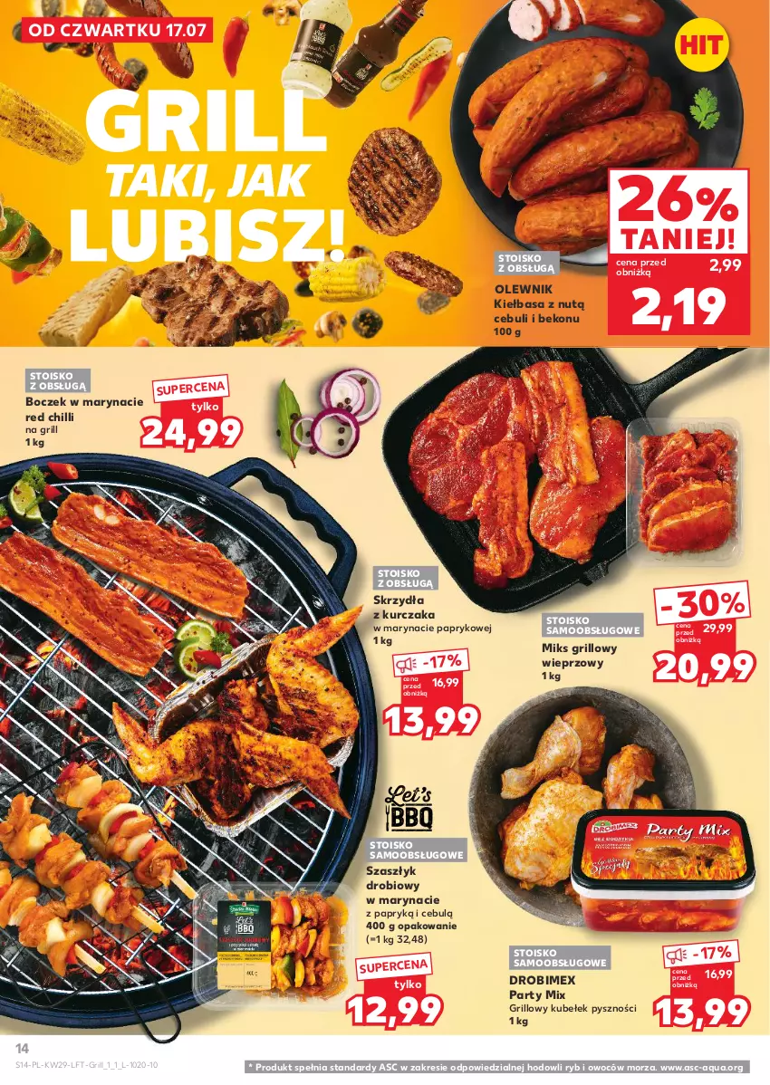 Gazetka promocyjna Kaufland - Gazetka tygodnia - ważna 17.07 do 23.07.2025 - strona 14 - produkty: Beko, Boczek, Drobimex, Grill, Kiełbasa, Kurczak, Olewnik