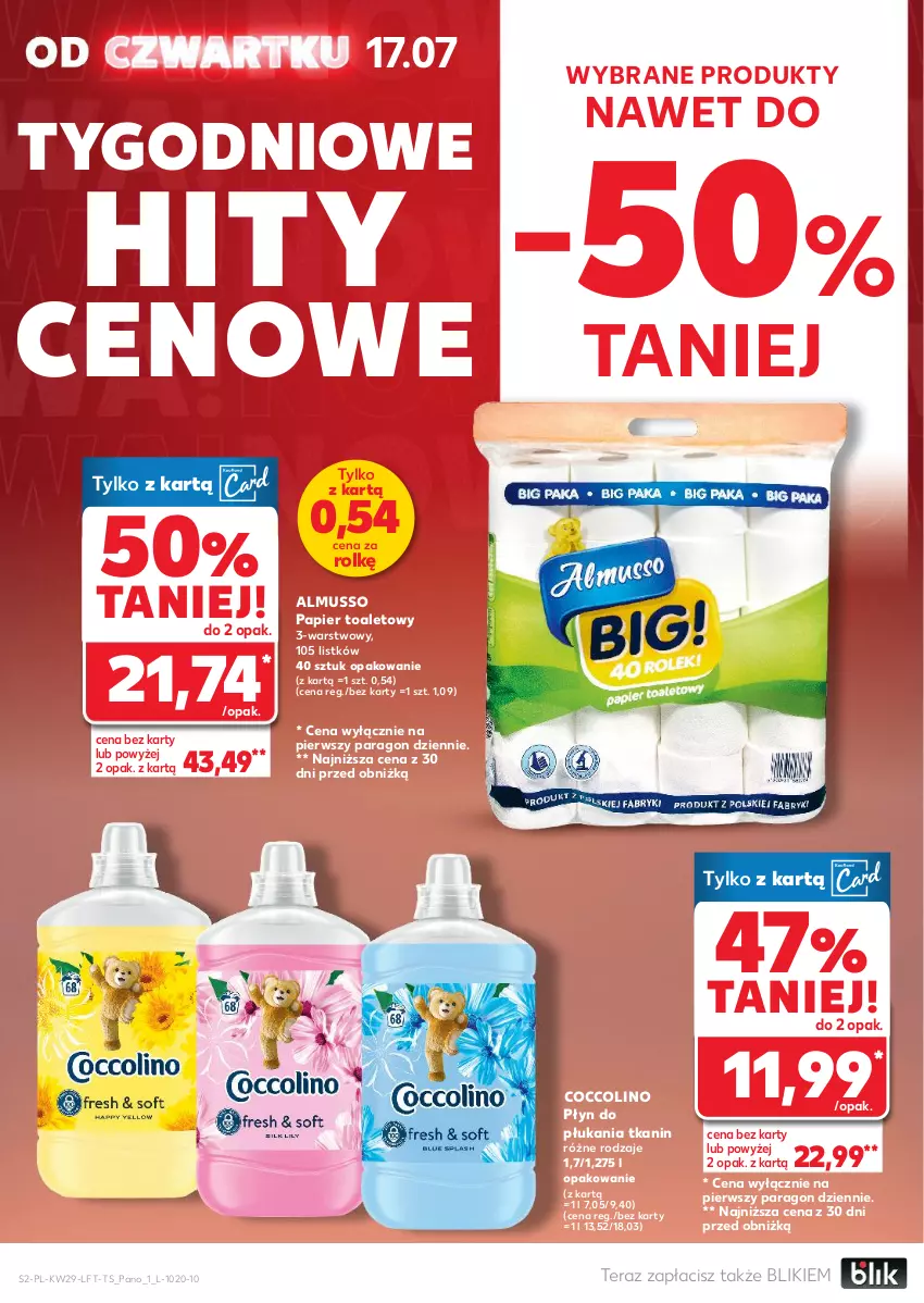 Gazetka promocyjna Kaufland - Gazetka tygodnia - ważna 17.07 do 23.07.2025 - strona 2 - produkty: Coccolino, Mus, Papier, Papier toaletowy, Płyn do płukania, Tera