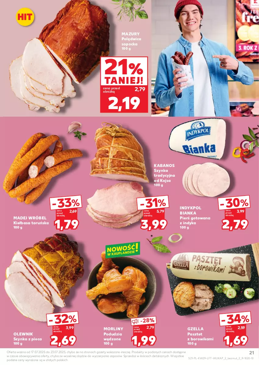 Gazetka promocyjna Kaufland - Gazetka tygodnia - ważna 17.07 do 23.07.2025 - strona 21 - produkty: Bianka, Kabanos, Kiełbasa, Madej Wróbel, Morliny, Olewnik, Pasztet, Piec, Polędwica, Szynka