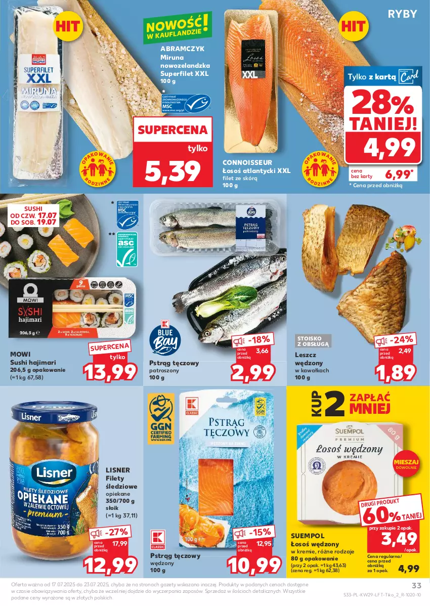 Gazetka promocyjna Kaufland - Gazetka tygodnia - ważna 17.07 do 23.07.2025 - strona 33 - produkty: Kawa, Lisner, Miruna, Pstrąg, Pstrąg tęczowy, Suempol, Sushi