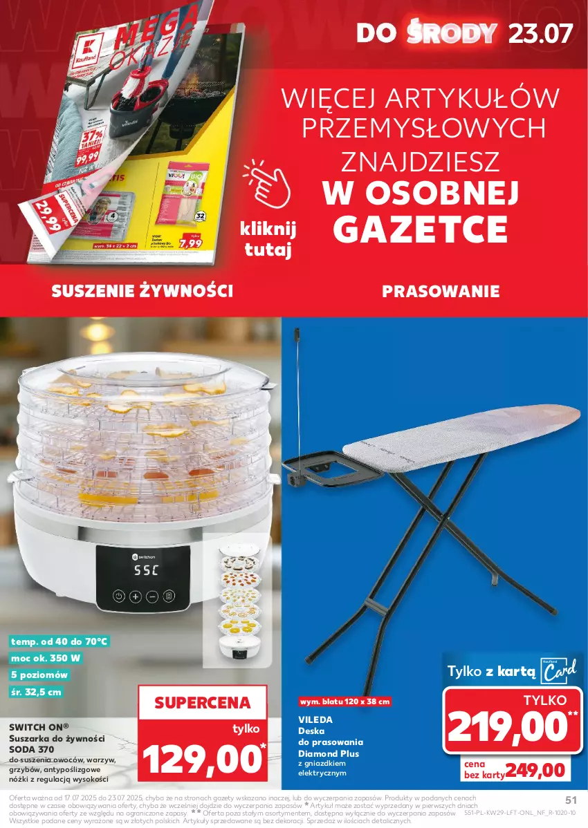 Gazetka promocyjna Kaufland - Gazetka tygodnia - ważna 17.07 do 23.07.2025 - strona 51 - produkty: Deska do prasowania, Gra, Sok, Suszarka, Vileda