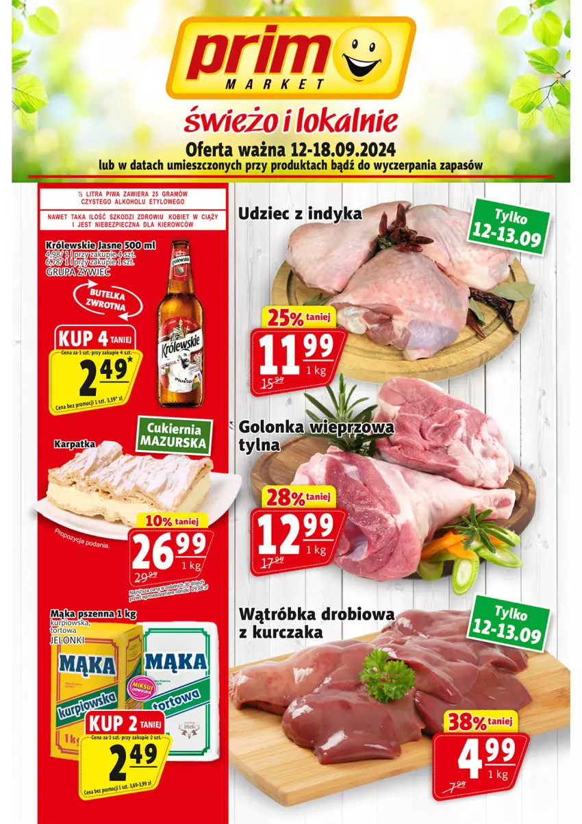 Gazetka promocyjna Prim Market - ważna 12.09 do 18.09.2024 - strona 1 - produkty: Cukier, Karp, Królewski, Kurczak, Udziec z indyka