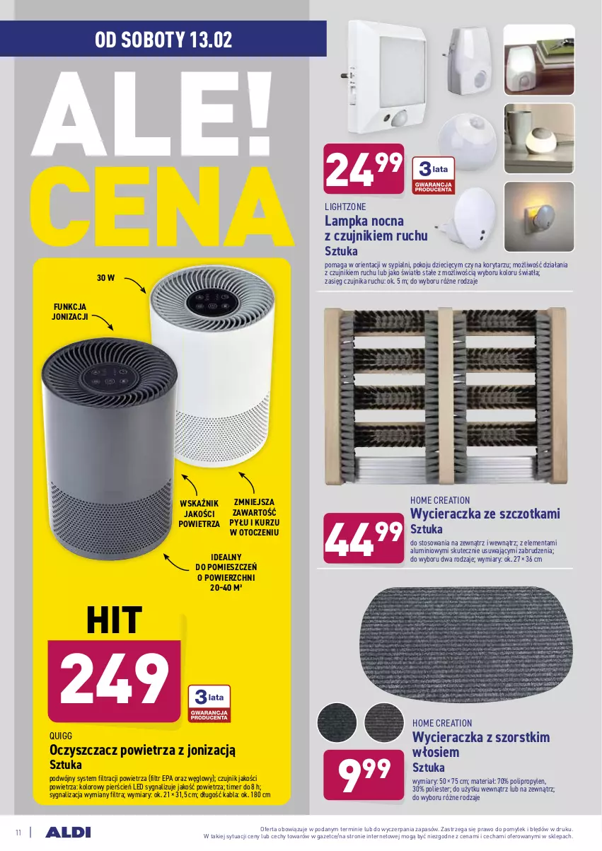 Gazetka promocyjna Aldi - Hity od Środy i Soboty - ważna 10.02 do 13.02.2021 - strona 11 - produkty: Cień, Dzieci, Oczyszczacz powietrza, Szczotka, Wycieraczka