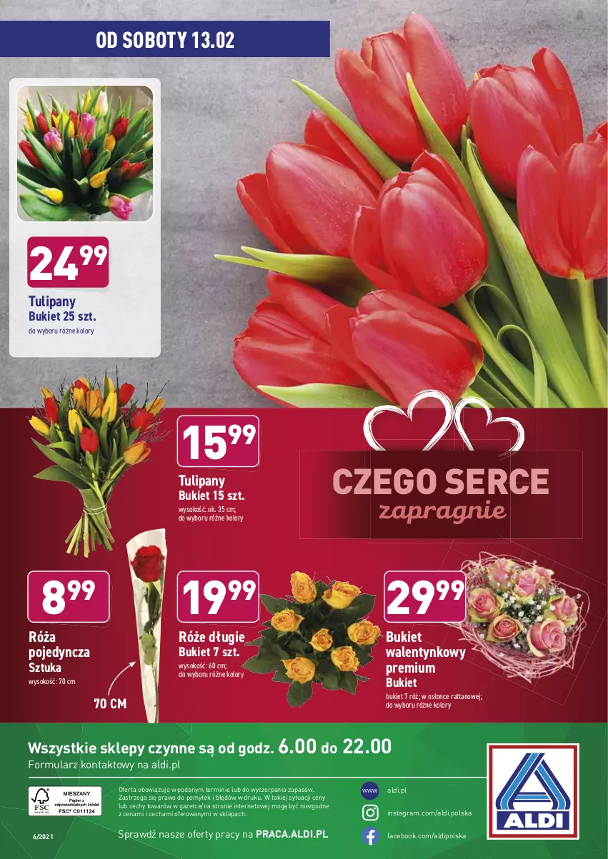 Gazetka promocyjna Aldi - Hity od Środy i Soboty - ważna 10.02 do 13.02.2021 - strona 13 - produkty: Bukiet, Fa, Gra, Róża, Ser, Sok, Tulipan