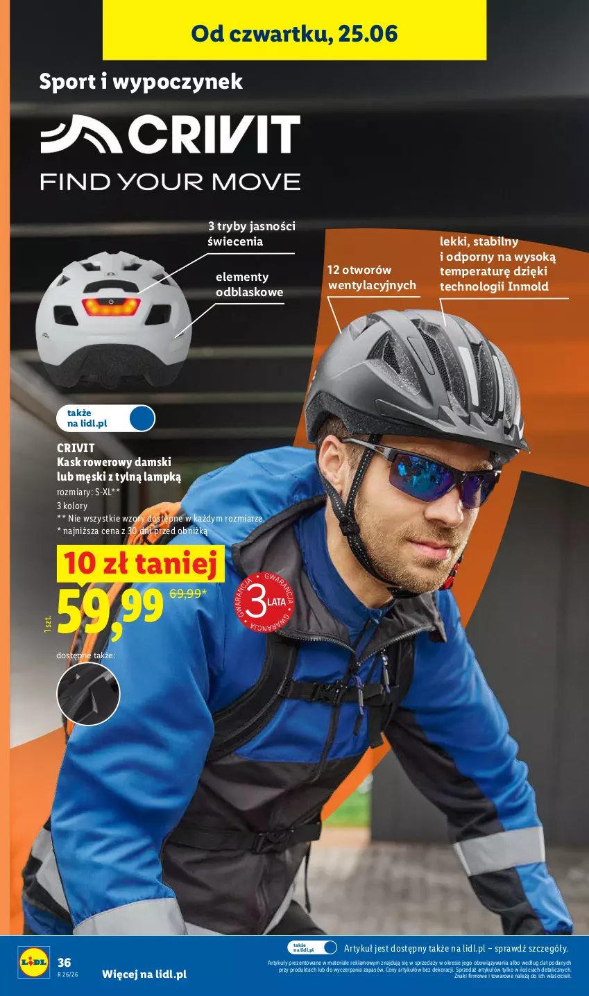 Gazetka promocyjna Lidl - Katalog ważny od 22.06 - ważna 22.06 do 27.06.2026 - strona 42 - produkty: Kask, Por, Rower, Sok, Sport