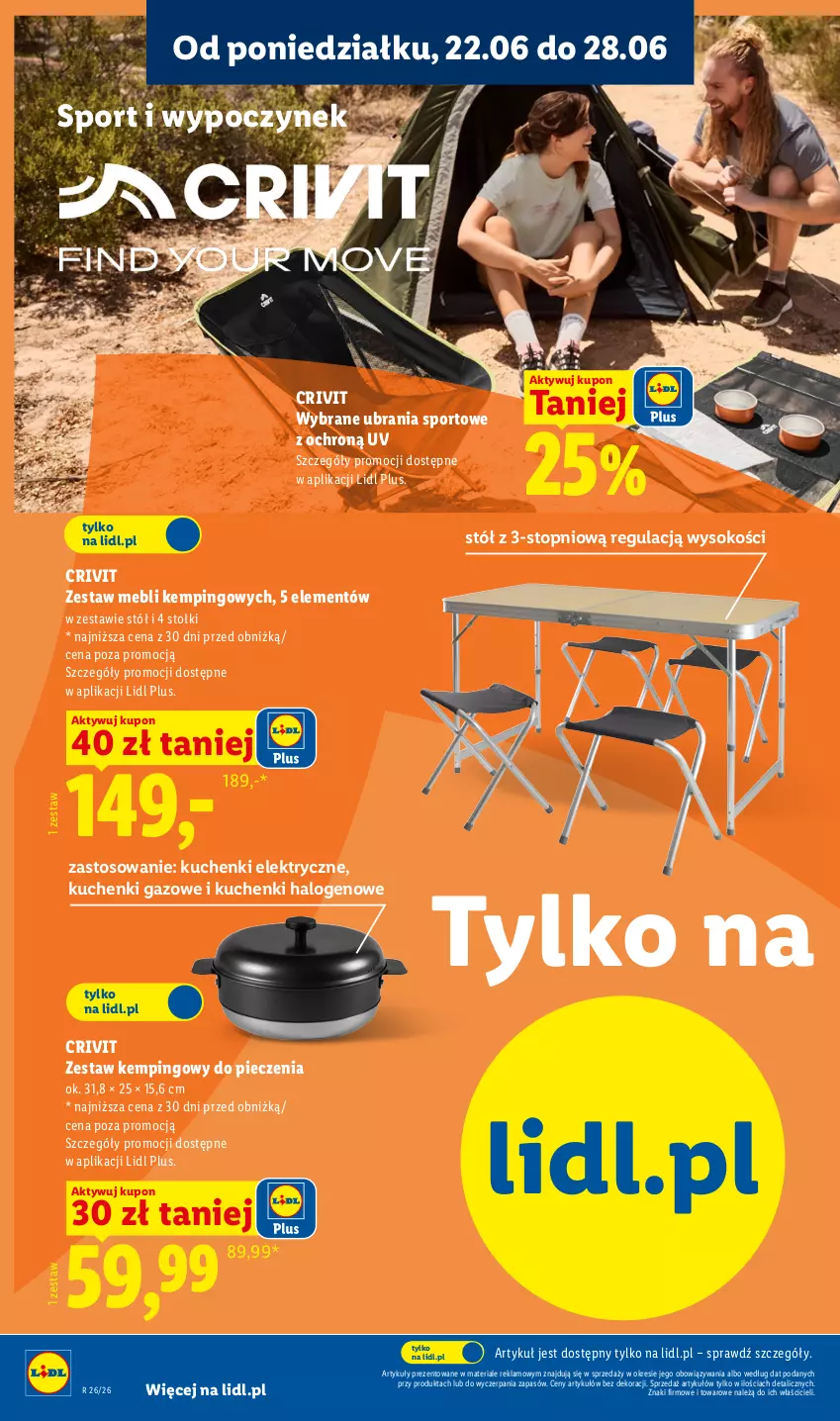 Gazetka promocyjna Lidl - Katalog ważny od 22.06 - ważna 22.06 do 27.06.2026 - strona 6 - produkty: Halo, Piec, Por, Sok, Sport, Stół, Top, Ubrania, Ubrania sportowe
