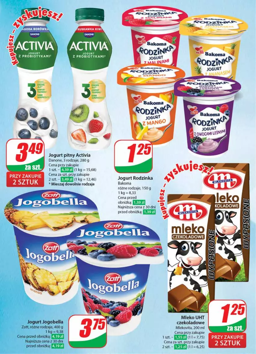 Gazetka promocyjna Dino - Gazetka 38 / 2024 - ważna 18.09 do 24.09.2024 - strona 36 - produkty: Activia, Bakoma, Danone, Inka, Jogurt, Jogurt pitny, Mleko, Mlekovita, Mop, Probiotyk