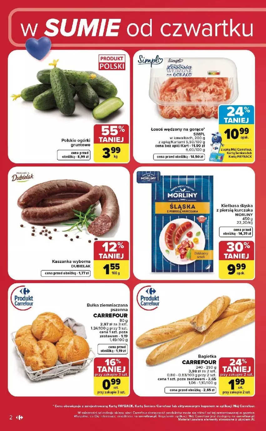 Gazetka promocyjna Carrefour - Gazetka Carrefour, Market w SUMIE od czwartku WEEKEND OKAZJI - ważna 11.06 do 13.06.2026 - strona 2 - produkty: Bagietka, Bułka, Fa, Grunt, Kasza, Kaszanka, Kawa, Kiełbasa, Kiełbasa śląska, Kurczak, Morliny, Noż