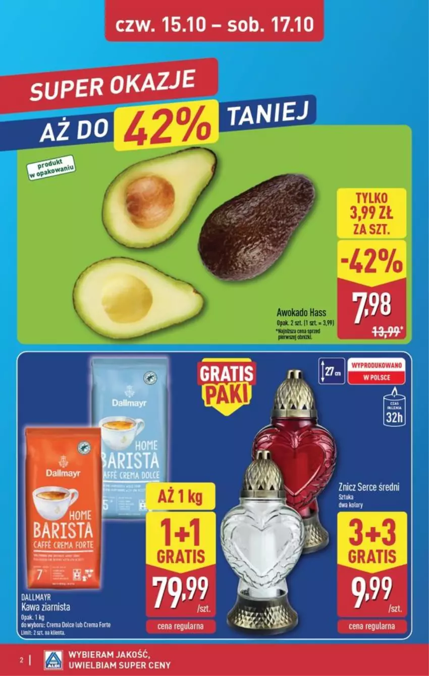 Gazetka promocyjna Aldi - Oferta weekendowa - ważna 15.10 do 17.10.2026 - strona 2 - produkty: Kawa, Kawa ziarnista, Ser, Znicz