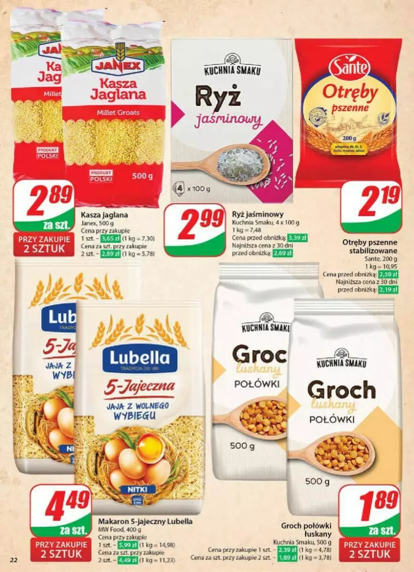 Gazetka promocyjna Dino - ważna 27.11 do 03.12.2024 - strona 15 - produkty: Bell, Bella, Groch, Jaja, Kasza, Kasza jaglana, Kuchnia, LANA, Lubella, Makaron, Ryż, Sante