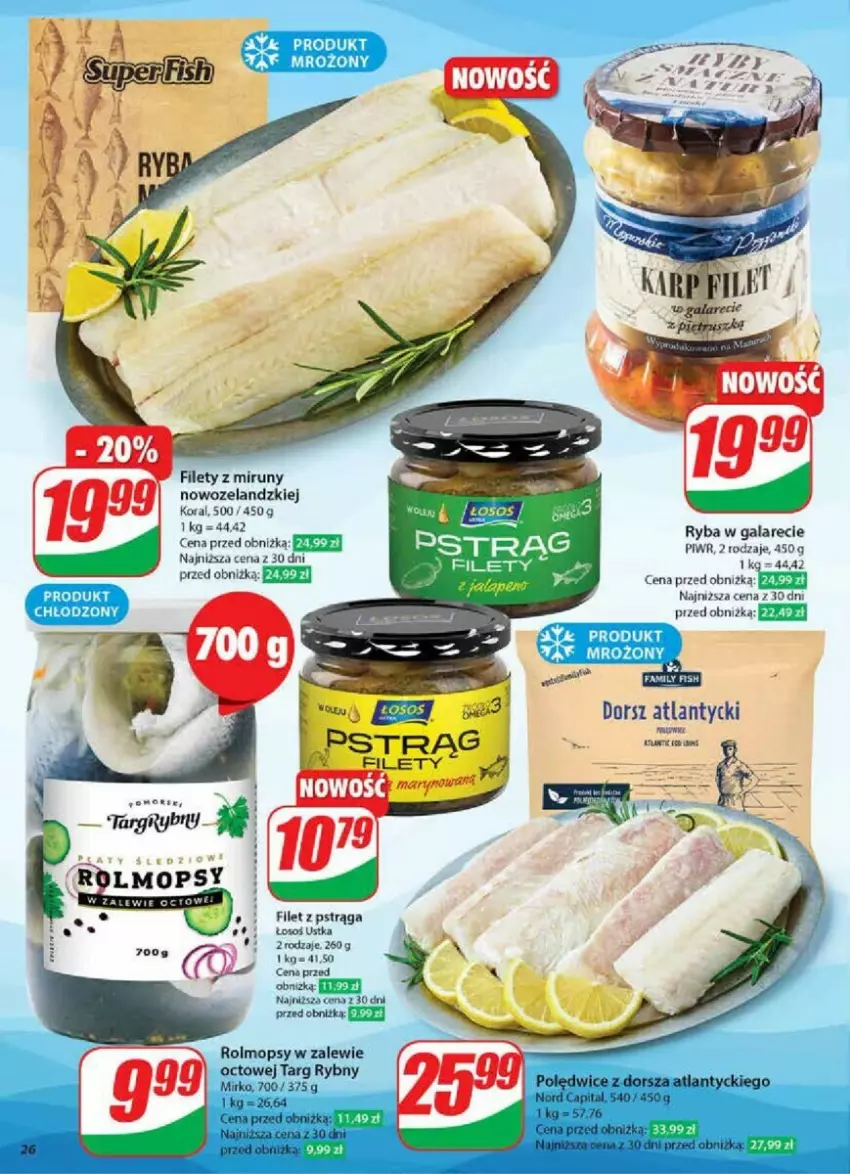 Gazetka promocyjna Dino - ważna 27.11 do 03.12.2024 - strona 19 - produkty: Dorsz, Feta, Filet z pstrąga, Gala, Mop, Pstrąg, Ryba, Ryba w galarecie