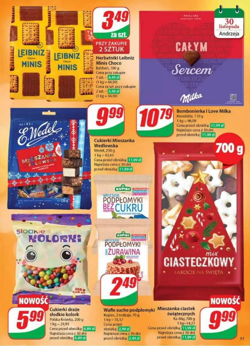 Gazetka promocyjna Dino - ważna 27.11 do 03.12.2024 - strona 3 - produkty: Cukier, Cukierki, Herbatniki, Kupiec, Mieszanka wedlowska, Milka, Piec, Stek, Top, Wafle