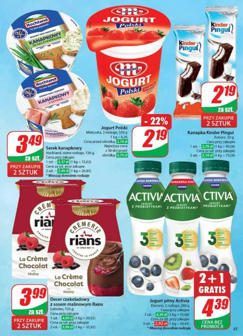 Gazetka promocyjna Dino - ważna 27.11 do 03.12.2024 - strona 31 - produkty: Activia, Danone, Deser, Ferrero, Jogurt, Jogurt pitny, Kinder, Maliny, Mleko, Mlekovita, Ser, Sos