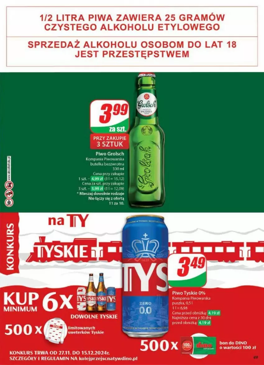 Gazetka promocyjna Dino - ważna 27.11 do 03.12.2024 - strona 44 - produkty: Gra, Olej, Piwa, Piwo, Tyskie