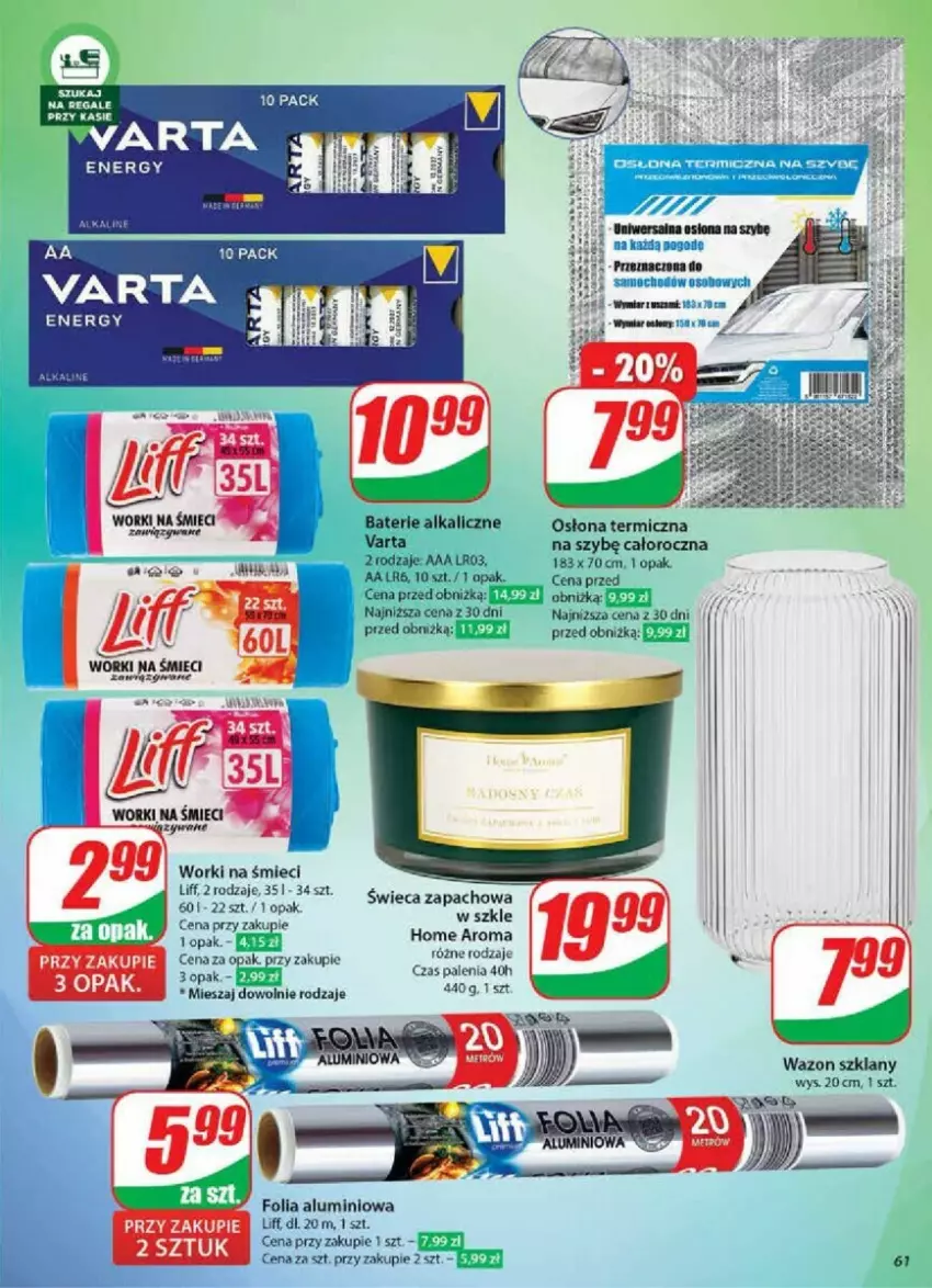 Gazetka promocyjna Dino - ważna 27.11 do 03.12.2024 - strona 58 - produkty: Baterie alkaliczne, Folia aluminiowa, Varta, Wazon, Worki na śmiec, Worki na śmieci