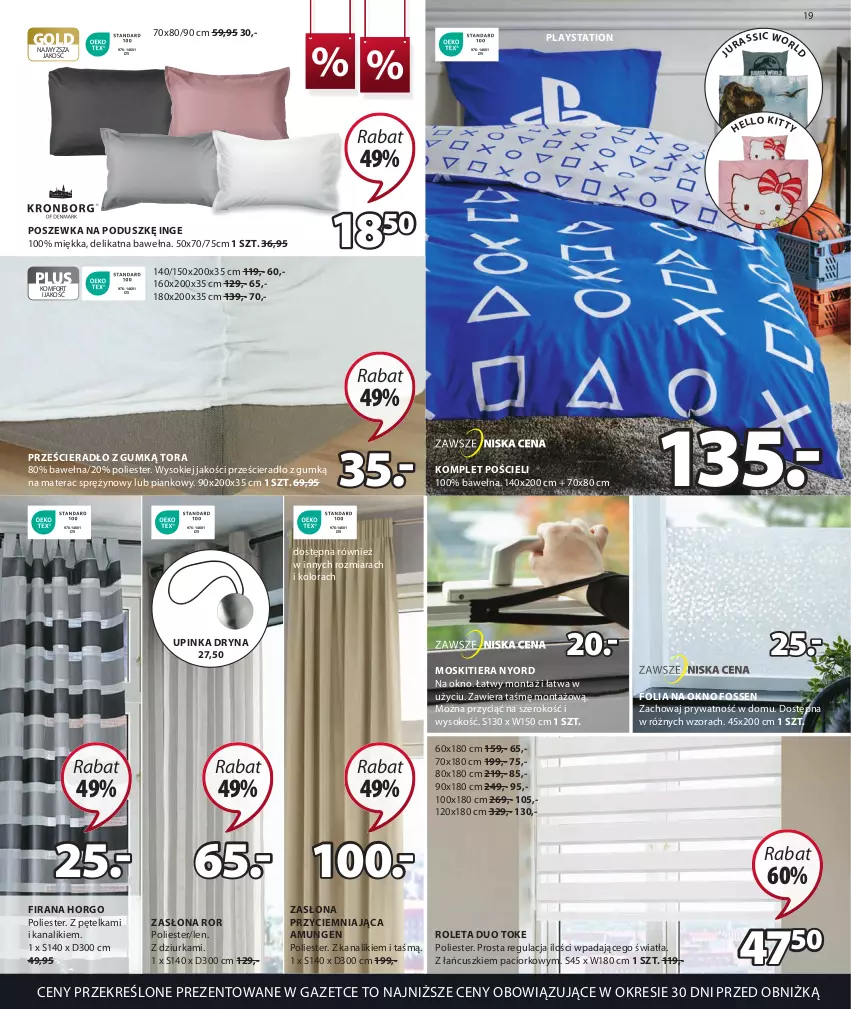 Gazetka promocyjna Jysk - Oferta tygodnia - ważna 21.06 do 25.07.2023 - strona 20 - produkty: Firana, Folia na okno, Inka, Komplet pościeli, Materac, Materac sprężynowy, Okno, PlayStation, Pościel, Poszewka, Prześcieradło, Roleta, Sok, Tera, Wełna, Zasłona