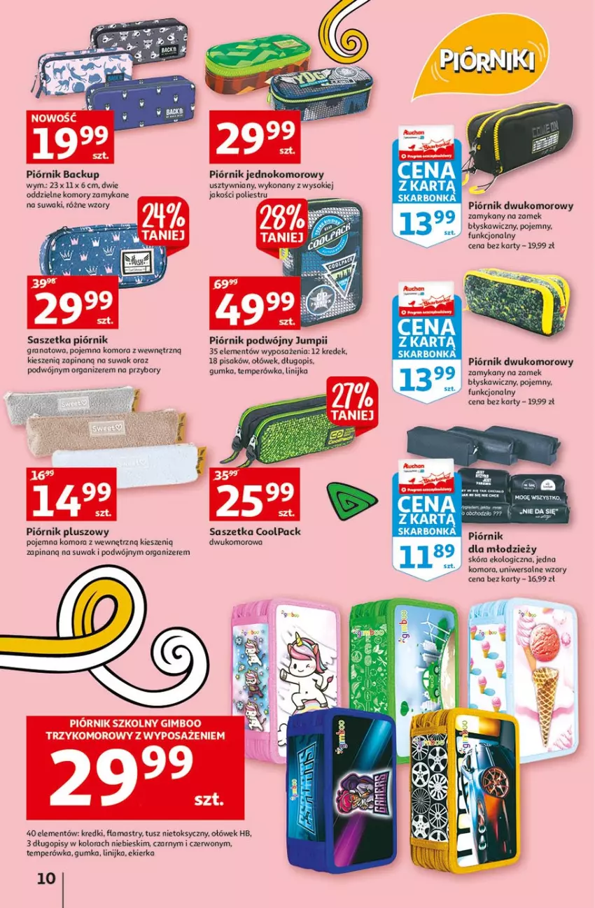 Gazetka promocyjna Auchan - Rysuje się kolorowy powrót do szkoły Hipermarkety - ważna 05.08 do 11.08.2021 - strona 10 - produkty: Długopis, Flamastry, Gra, Granat, Organizer, Piórnik, Sok, Tusz