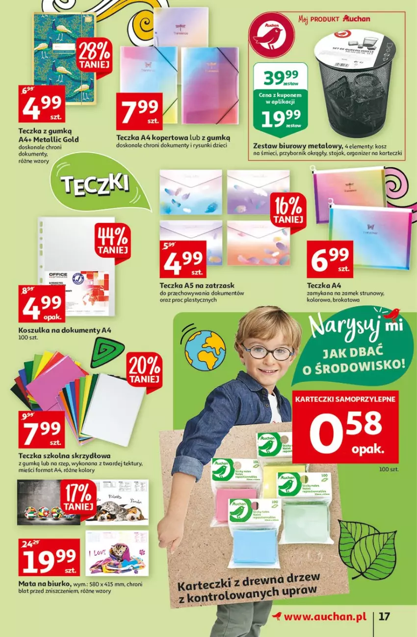 Gazetka promocyjna Auchan - Rysuje się kolorowy powrót do szkoły Hipermarkety - ważna 05.08 do 11.08.2021 - strona 17 - produkty: Biurko, Biuro, Dzieci, Kosz, Koszulka, Organizer, Stojak