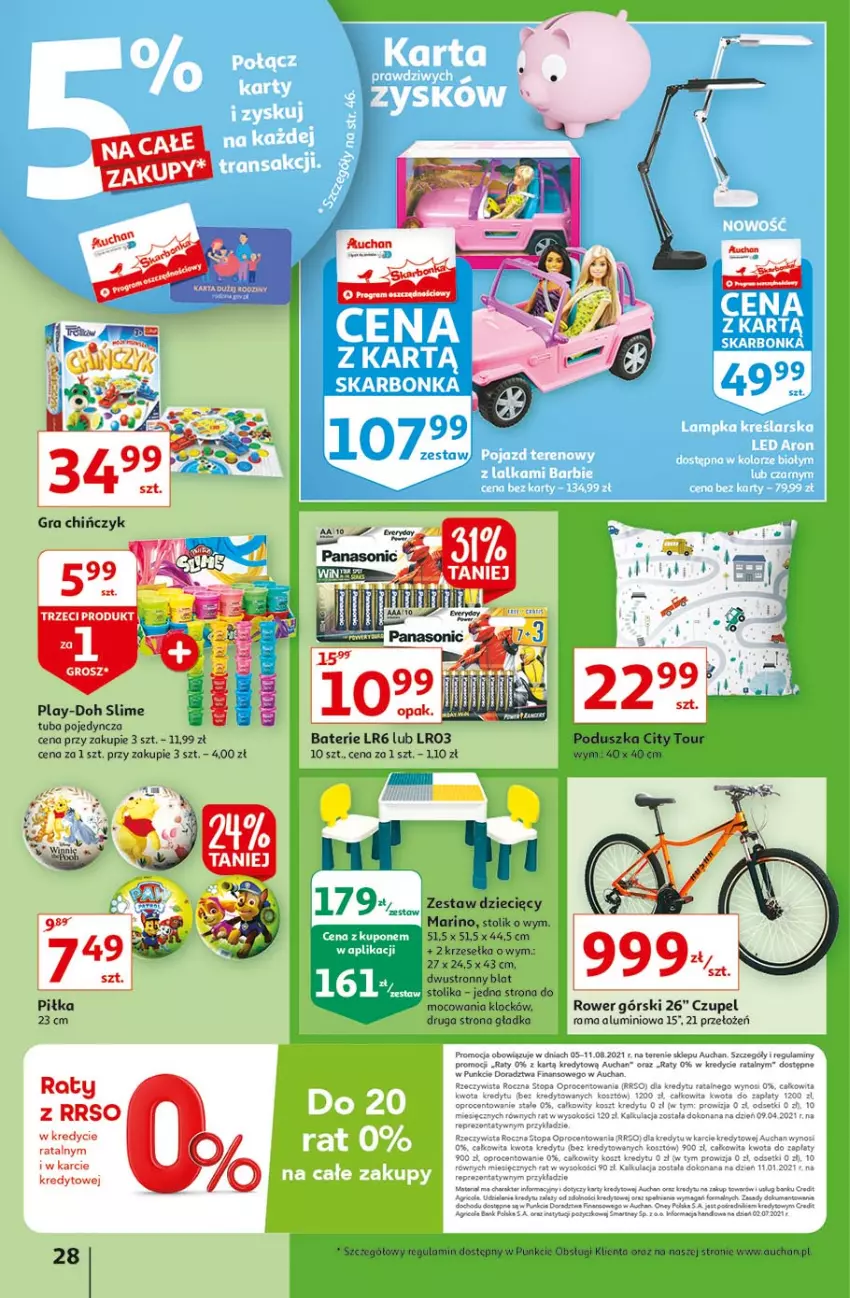 Gazetka promocyjna Auchan - Rysuje się kolorowy powrót do szkoły Hipermarkety - ważna 05.08 do 11.08.2021 - strona 28 - produkty: Dzieci, Play-Doh, Poduszka, Rama, Rower, Sok, Stolik, Top