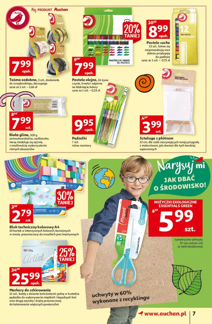 Gazetka promocyjna Auchan - Rysuje się kolorowy powrót do szkoły Hipermarkety - ważna 05.08 do 11.08.2021 - strona 7 - produkty: Marker, Noż, Nożyczki, Olej, Outward, Pastele olejne, Por