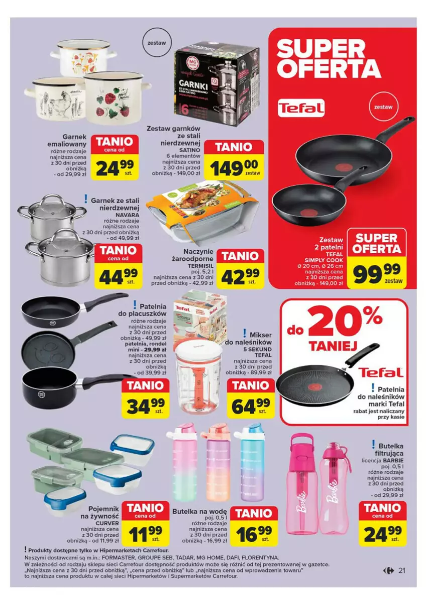 Gazetka promocyjna Carrefour - ważna 14.05 do 18.05.2024 - strona 16 - produkty: 5 Sekund, Barbie, Fa, Garnek, Kasia, Mikser, Naczynie żaroodporne, Patelnia, Pojemnik, Por, Rondel, Sati, Ser, Tefal