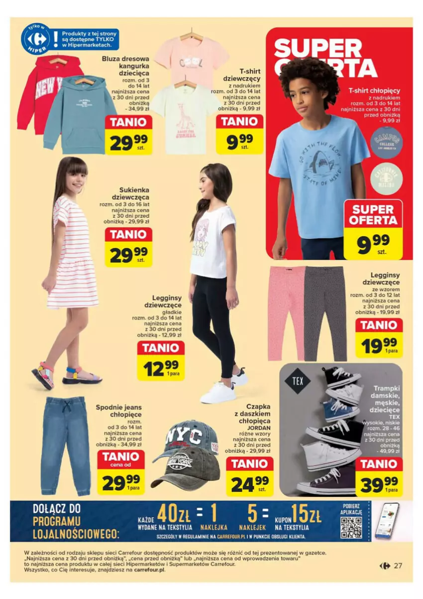 Gazetka promocyjna Carrefour - ważna 14.05 do 18.05.2024 - strona 22 - produkty: Bluza, Bluza dresowa, Dres, Dzieci, Fa, Gin, Klej, Legginsy, Ser, Spodnie, Spodnie jeans, Sukienka, T-shirt