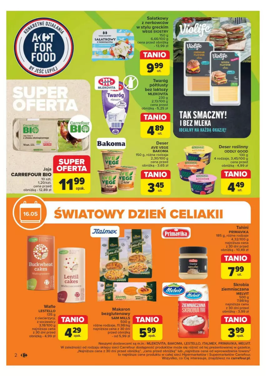 Gazetka promocyjna Carrefour - ważna 14.05 do 18.05.2024 - strona 29 - produkty: Bakoma, Deser, Jaja, Makaron, Melvit, Mleko, Prima, Sałat, Ser, Skrobia ziemniaczana, Wafle