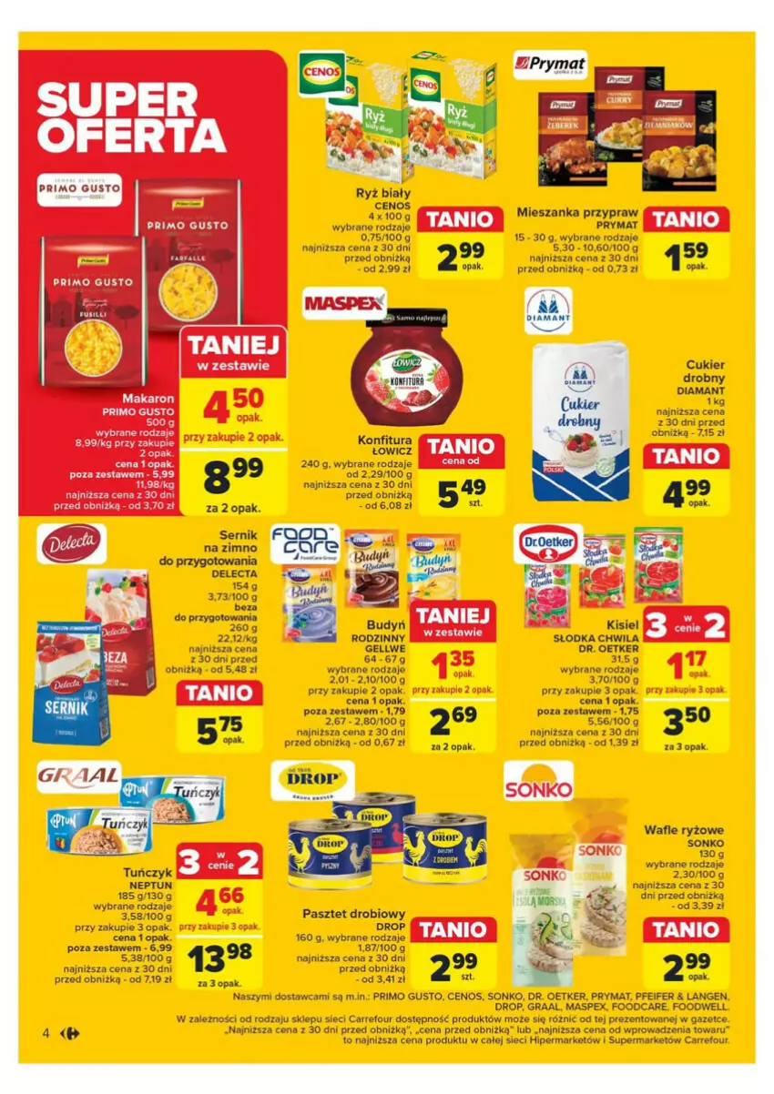 Gazetka promocyjna Carrefour - ważna 14.05 do 18.05.2024 - strona 31 - produkty: Budyń, Cukier, Delecta, Diamant, Dr. Oetker, Gra, Graal, Konfitura, Pasztet, Prymat, Ryż, Ryż biały, Ser, Słodka Chwila, Sonko, Tuńczyk, Wafle