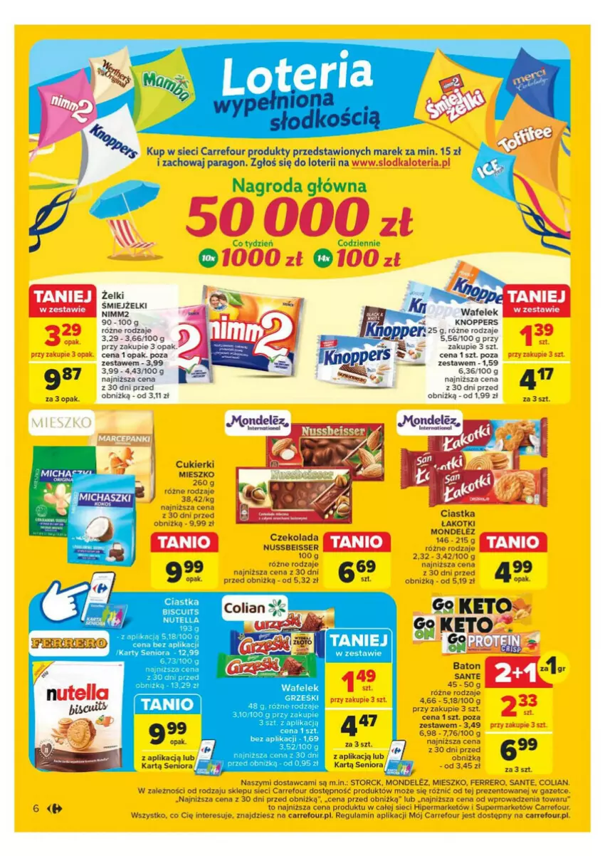 Gazetka promocyjna Carrefour - ważna 14.05 do 18.05.2024 - strona 33 - produkty: Ciastka, Cukier, Cukierki, Fa, Ferrero, Knoppers, Nimm2, Nutella, Sante, Ser