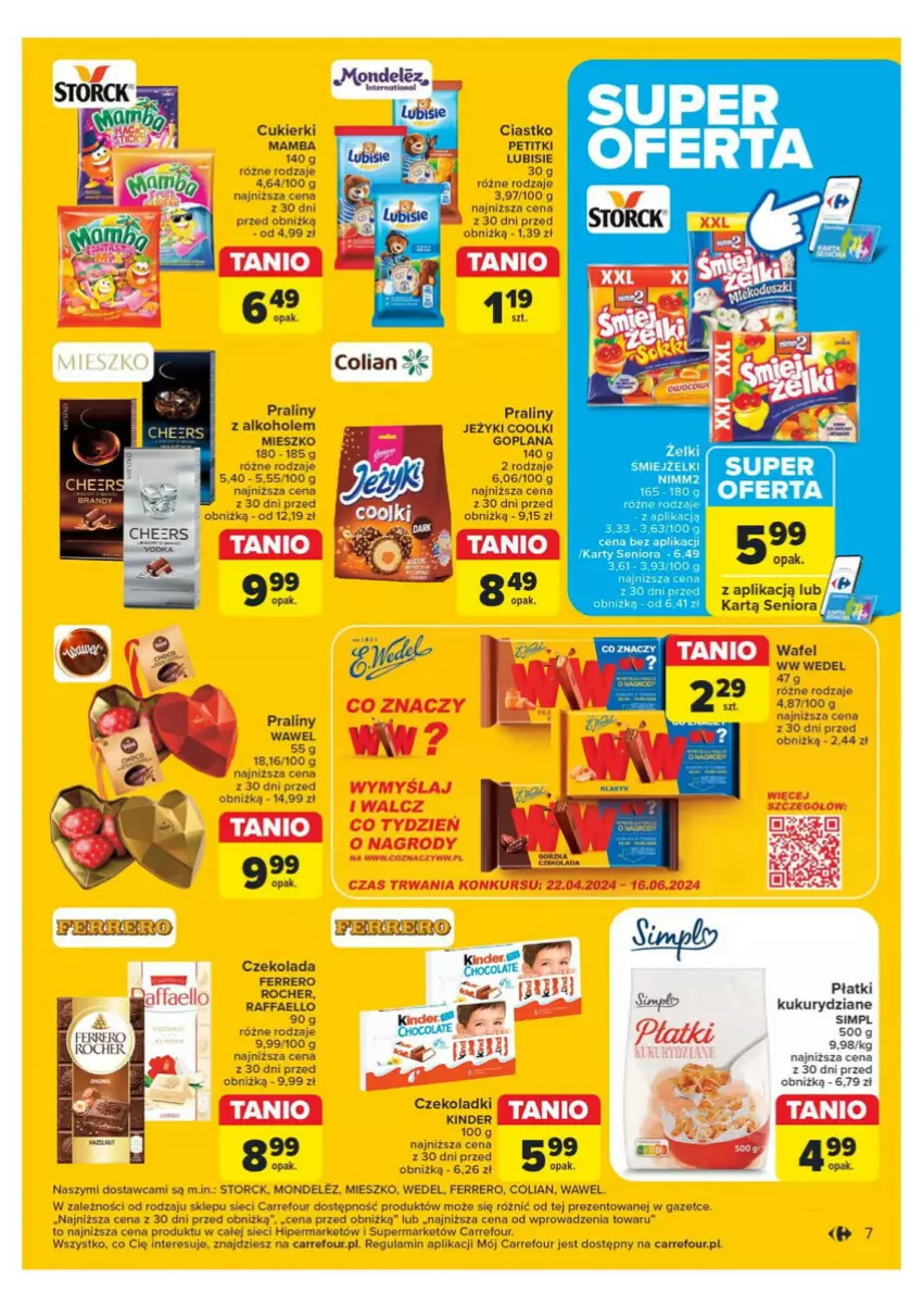 Gazetka promocyjna Carrefour - ważna 14.05 do 18.05.2024 - strona 34 - produkty: Alkohole, Cukier, Cukierki, Czekolada, Fa, Ferrero, Ferrero Rocher, Goplana, Jeżyki, Kinder, LANA, Lubisie, Praliny, Raffaello, Wawel