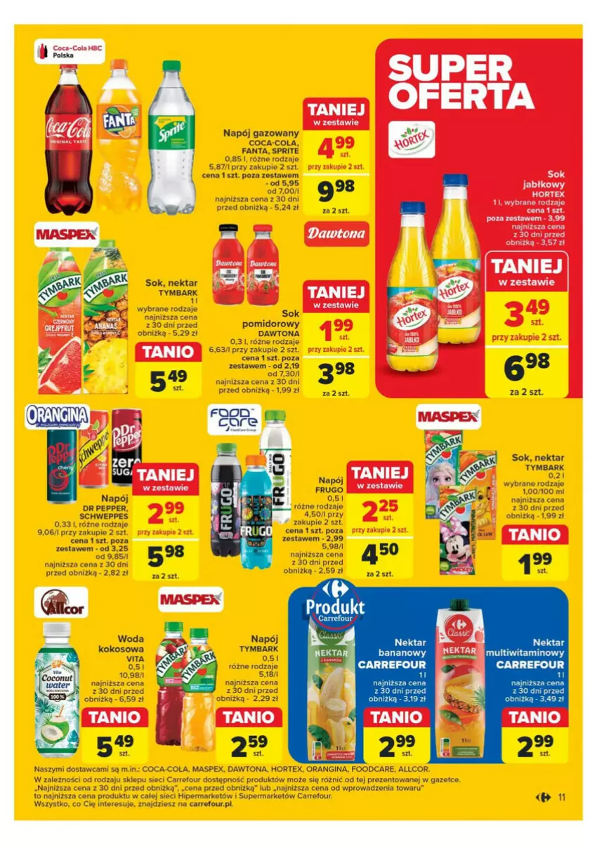 Gazetka promocyjna Carrefour - ważna 14.05 do 18.05.2024 - strona 5 - produkty: Coca-Cola, Dawtona, Fa, Fanta, Gin, Hortex, Napój, Napój gazowany, Nektar, Por, Sok, Tymbark, Woda