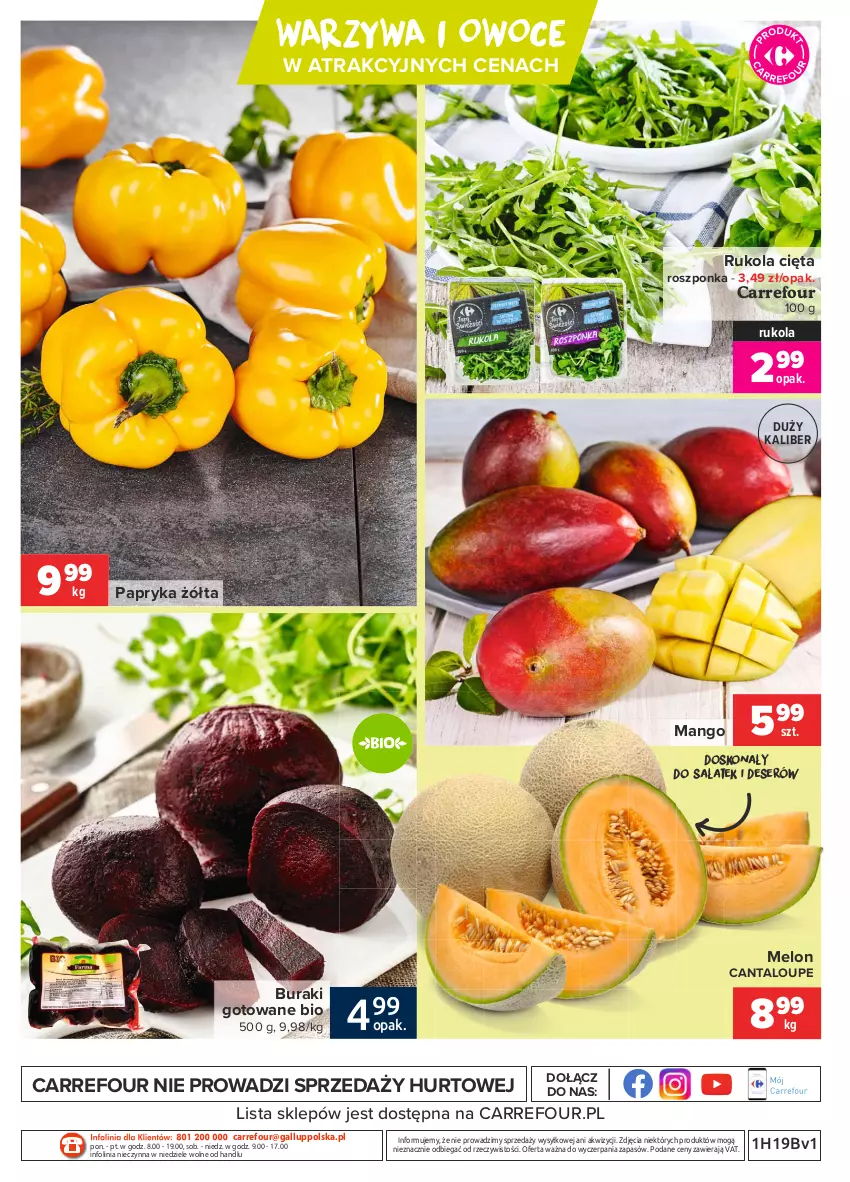 Gazetka promocyjna Carrefour - Gazetka Targi świeżości - ważna 10.05 do 17.05.2021 - strona 4 - produkty: Buraki, Deser, HP, Mango, Melon, O nas, Owoce, Papryka, Papryka żółta, Roszponka, Rukola, Sałat, Ser, Warzywa, Warzywa i owoce