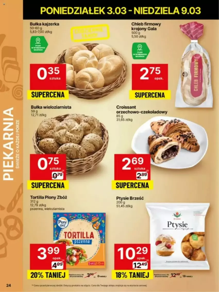 Gazetka promocyjna Delikatesy Centrum - ważna 03.03 do 10.03.2025 - strona 17 - produkty: Bułka, Bułka wieloziarnista, Croissant, Kajzerka, Tortilla