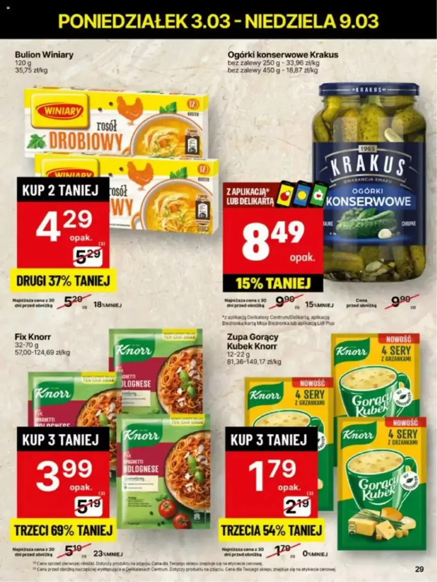 Gazetka promocyjna Delikatesy Centrum - ważna 03.03 do 10.03.2025 - strona 22 - produkty: Bulion, Fa, Kaki, Knorr, Krakus, Kubek, Lion, Ogórki konserwowe, Ser, Winiary, Zupa