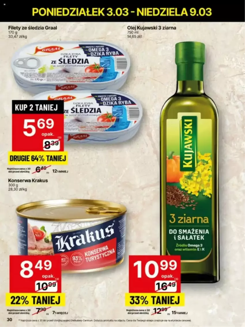 Gazetka promocyjna Delikatesy Centrum - ważna 03.03 do 10.03.2025 - strona 24 - produkty: Gra, Graal, Krakus, Kujawski, Olej, Rum, Ryba, Ser