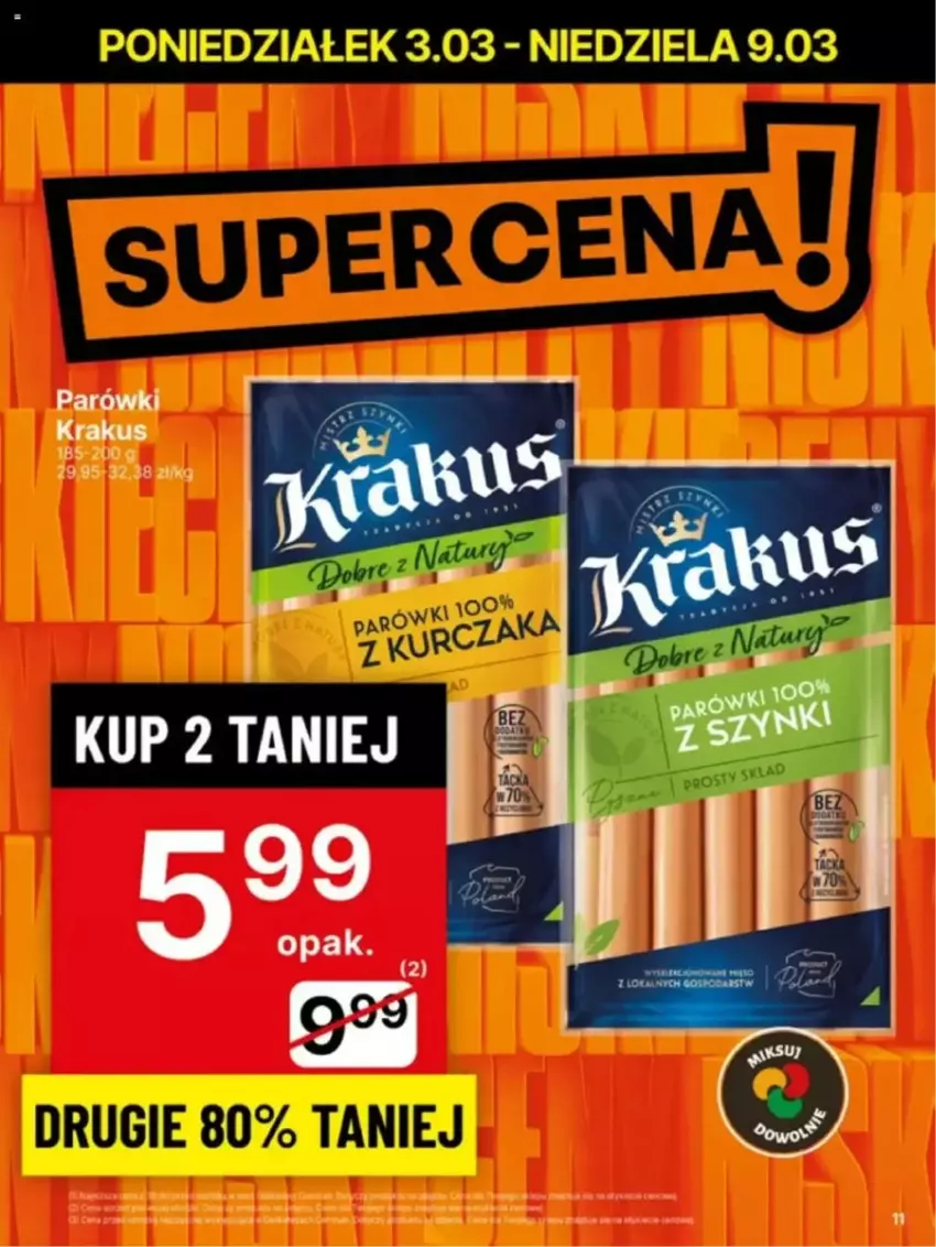 Gazetka promocyjna Delikatesy Centrum - ważna 03.03 do 10.03.2025 - strona 3 - produkty: Fa, Krakus, Parówki