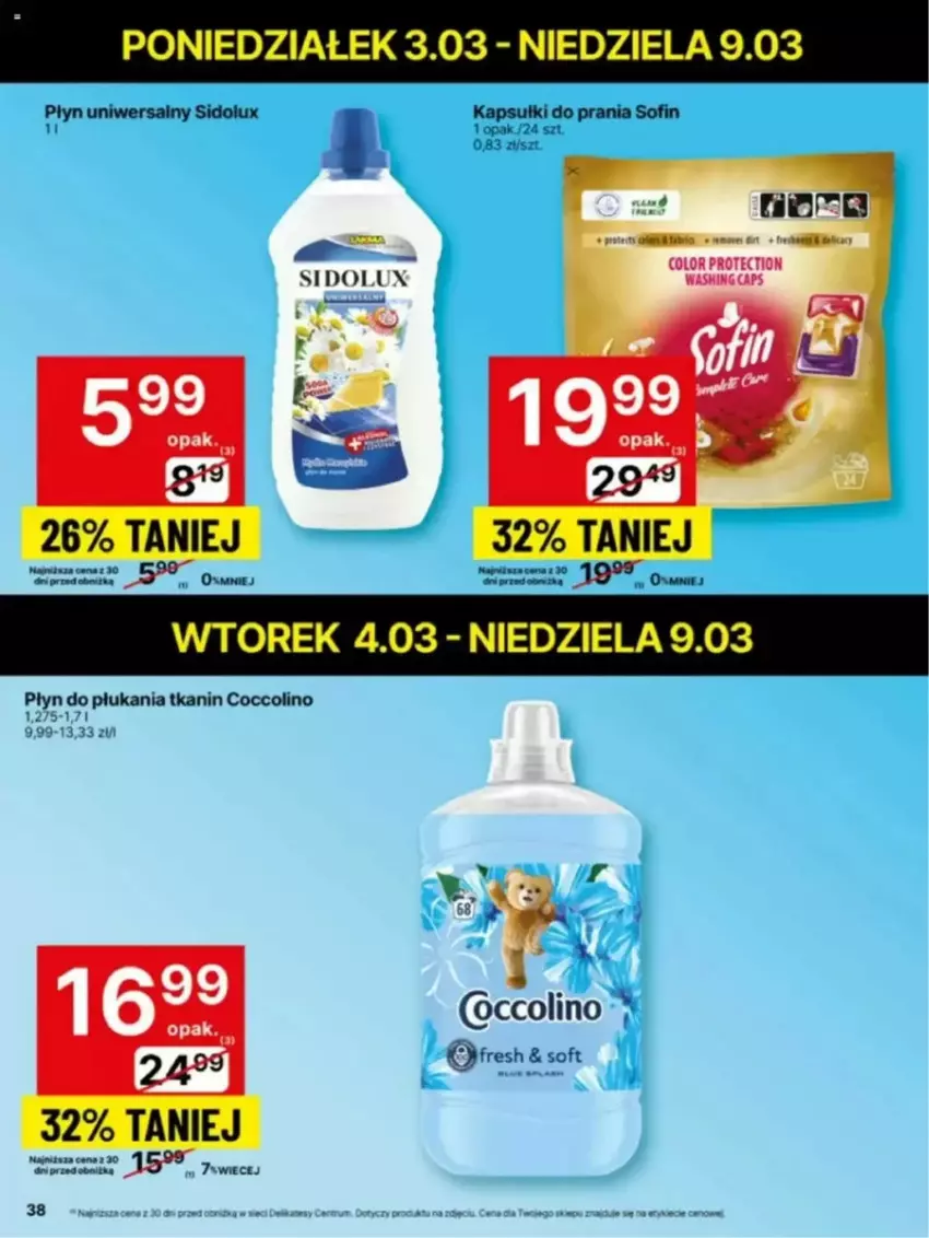 Gazetka promocyjna Delikatesy Centrum - ważna 03.03 do 10.03.2025 - strona 32 - produkty: Coccolino, Fa, Kapsułki do prania, Płyn do płukania, Sidolux