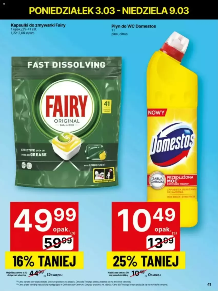 Gazetka promocyjna Delikatesy Centrum - ważna 03.03 do 10.03.2025 - strona 36 - produkty: Domestos, Fa, Fairy, Płyn do wc, Zmywarki