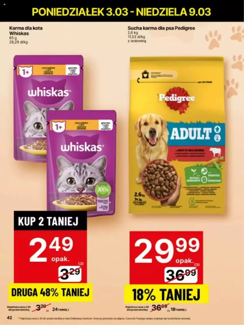 Gazetka promocyjna Delikatesy Centrum - ważna 03.03 do 10.03.2025 - strona 37 - produkty: Pedigree, Róża, Sucha karma, Whiskas